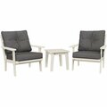Polywood Lakeside Sand / Ash Charcoal Deep Seating Patio Set with Lakeside Table and Chairs 633PWS5SA598
